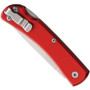 Bear & Son Red Aluminum Small Locking Farmhand Knife, Drop Point Blade, Clip View