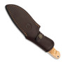 Boker Arbolito Vultur Olive Wood Handles Fixed Blade Knife, ACX390 Satin Drop Point Blade, Sheath View