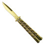 Classic Gold 6 Hole Butterfly Knife, Gold Modified Bayonet Blade