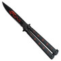 Red Dragon Black Butterfly Knife, Black Clip Point Blade