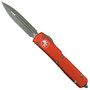 Microtech Orange Ultratech OTF Auto Knife, Apocalyptic Stonewash Dagger Blade