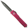 Microtech Pink Ultratech OTF Auto Knife, Apocalyptic Stonewash Dagger Blade