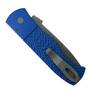 Pro-Tech Blue Textured Emerson CQC-7 Auto Knife, Tanto Blasted Blade, Clip View