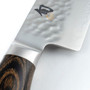 Shun TDM0702 Premier Santoku 7" Knife Hammered Blade, Walnut PakkaWood Handle, Detail View