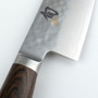 TDM0771 Premier Kiritsuke 8" Knife Hammered Blade, Walnut PakkaWood Handle, Detail View
