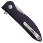 Kizer Sway Back Purple G10 Button Lock Folding Knife, Stonewash Wharncliffe Blade, Clip View