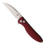 Kizer Sway Back Red Micarta Button Lock Folding Knife, Stonewash Wharncliffe Blade