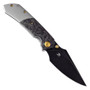 Kansept Knives Fenrir Left Handed Titanium Shred Carbon Fiber Flipper Knife, Black Stonewash Harpoon Blade