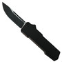 SOS Knives Black OTF Knife, Distressed Black Drop Point Blade