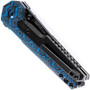 Kansept Knives EDC Tac Black Titanium Blue Rose Pattern Carbon Fiber Flipper Knife, Black Stonewash Trailing Point Blade, Clip View