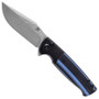 Kansept Knives Skikari SBL Black and Blue G10 Knife, Damascus Clip Point Blade