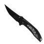 Kansept Knives Baku Black Titanium with Black/White Carbon Fiber Inlay Liner Lock Flipper Knife, Black Stonewashed Trailing Point Blade