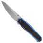 Kansept Knives Integra Blue and Black G10 Liner Lock Flipper Knife, Stonewash Blade