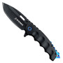 USMC Black Stainless Steel Blue TiNite Spacer Spring Assisted Knife, Black Tanto Blade