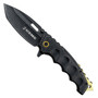 USMC Black Stainless Steel Gold TiNite Spacer Spring Assisted Knife, Black Tanto Blade