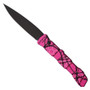 Piranha Pink 21 Auto Knife, Black Tactical Blade