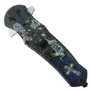 Snake Eye Blue Skull Tactical Spring Assist Knife, Black Spear Point Blade, Clip View