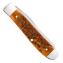 Case Peach Seed Jigged Harvest Orange Bone Mini Trapper Knife, Clip View