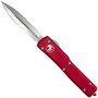  Microtech SCRATCH & DENT Red UTX70 OTF Knife, Double Edge Stonewash Finish