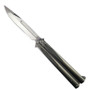 Knockout Gray Butterfly Knife, Satin Clip Point Blade