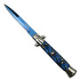 Blue Marbled Godfather Stiletto Knife, Blue Blade