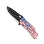 Snake Eye God Bless America Patriotic Drop Point Tactical Spring Assist Knife, Black Blade