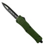 Army Green OTF Knife, Black Dagger Blade
