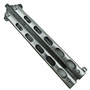 Bear & Son Polished Stainless Steel Balisong Butterfly Knife, Damascus Tanto Blade, Closed View