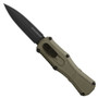Benchmade Mini Claymore Ranger Green Grivory OTF Auto Knife, Smoke Gray PVD Double Edge Dagger Blade