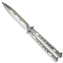 Elite Performance Silver Stainless Steel Butterfly Knife, Silver Spear Point Blade