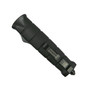 Black ABS OTF Auto Knife, Two Tone Spear Point Blade, Clip View