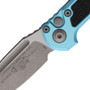 Microtech Gen III Turquoise LUDT Auto Knife, Apocalyptic Blade (MT1135-10APTQ), Close Up Blade View