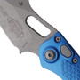 Microtech Blue Borka Stitch Wharncliffe Auto Knife, Apocalyptic, Close Up