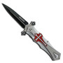 Tac-Force Cross Silver and Red Spring Assisted Knife 