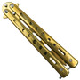 Draco Gold Butterfly Knife, Gold Dagger Blade, Closed View