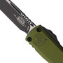 Microtech Gen IV OD Green Ultratech OTF Auto Knife, Black Drop Point Blade, Close Up