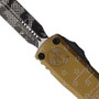 Microtech Gen IV Tan Hero Machined Ultratech OTF Auto Knife, Black D/E Dagger Blade, Close Up