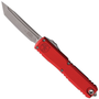 Microtech Gen IV Red Ultratech OTF Auto Knife, Apocalyptic Finish Tanto Blade