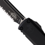 Microtech Black Aluminum UTX-85 Gen IV OTF Automatic Knife, Black Serrated Tanto Blade, Close Up