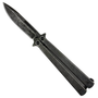 Dark Stonewash Monochromatic Butterfly Knife, Dark Stonewash Drop Point Blade