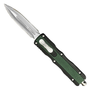 Scythian Nomad Warrior Green G10 OTF Auto Knife, Satin Dagger Blade