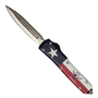Full Size Lone Star Defender Elite Gladiator OTF Knife, Satin Dagger Full Serration Blade