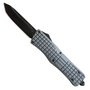 Gridlock Gray OTF Automatic Knife, Black Drop Point Blade