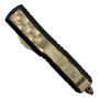 Microtech Signature Series Daytona Summit III Bronze Bubble Inlay D/E OTF Knife, Bronze Dagger Blade, Clip View