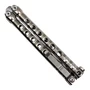 Piranha Swinger Titanium Balisong, Mirror Spear Point Blade, Clip View