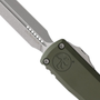 Microtech Gen III ZBP OD Green Ultratech OTF Auto Knife, Apocalyptic Dagger Blade, Close Up View