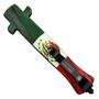 Mexican Bandera Flag Stiletto OTF Auto Knife, Satin Dagger Blade, Clip View