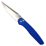 Pro-Tech Peace Neighbor Avalon Knurled Blue Aluminum Button Lock Knife, Satin MagnaCut Blade