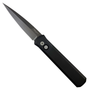 Pro-Tech Godfather Black Aluminum Auto Knife, Smoky Gray Blade