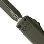 Microtech OD Green Cerakote Aluminum UTX-85 Gen IV OTF Knife, OD Green Cerakote Spear Point Blade, Close Up